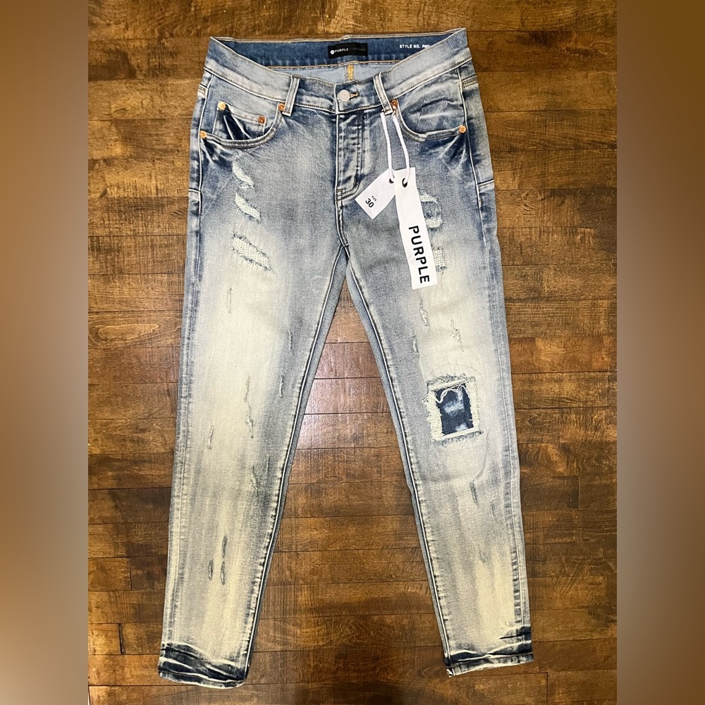 Purple Brand Distressed Denim Jeans - Size 30 (Blue Wash)